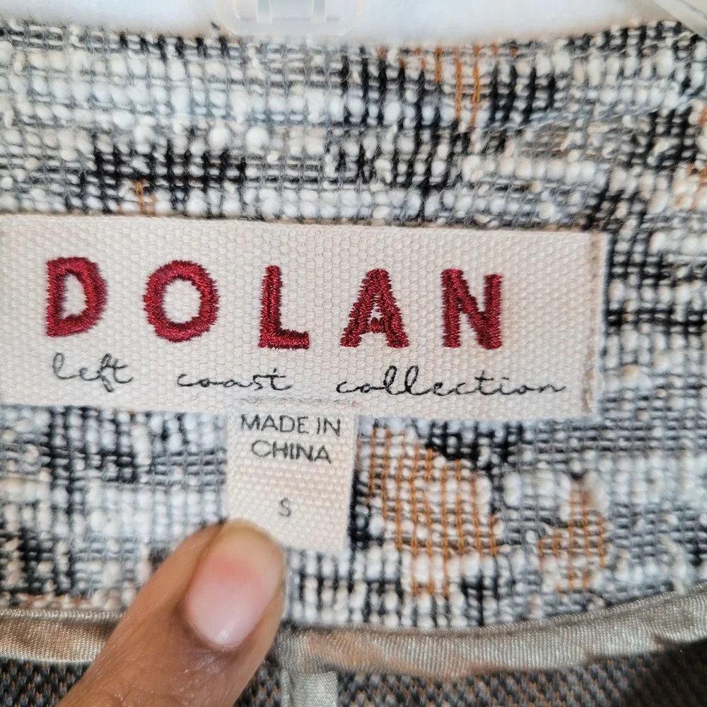 DOLAN Womens Tweed Textured Fringe Zip Blazer Jacket Size Small Beige Preppy - Picture 8 of 10